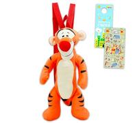 Tigger Plushie - Juego de mochila - Paquete con muñeca de peluche de Disney Winnie the Pooh de 16 pulgadas con correas de transporte y calcomanías, más | Bolsa de peluche Tigger