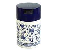 Tightpac America, Inc. Teavac - Recipiente de Almacenamiento de té Sellado al vacío de 6 onzas, Tapa Azul y Cuerpo Blanco/diseño Floral