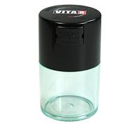 Tightpac America, Inc. Vitavac - Recipiente de Almacenamiento portátil hermético Multiusos al vacío de 5 g a 20 Gramos para Productos Secos, Alimentos y Hierbas, Tapa Negra y Cuerpo Transparente