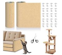 TIGOADT Alfombra Rascador para Gatos Adhesivo 200x40 Felpa Recortable,Protector Sofa Gatos Accesorios para Muebles Paredes Suelo,Cat Scratcher (Beige)