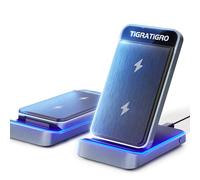 TigraTigro Cargador inalámbrico 15 W Qi plegable, carga rápida para iPhone 16/15/14/13/12, Samsung Galaxy Google Pixel, soporte para auriculares, diseño compacto (negro)