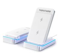 TigraTigro Cargador inalámbrico 15 W Qi plegable, carga rápida para iPhone 16/15/14/13/12, Samsung Galaxy Google Pixel, soporte para auriculares, diseño compacto (plata)