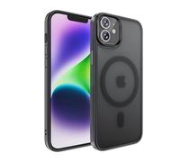 tigratigro Funda magnética para iPhone 16 Plus, compatible con MagSafe, funda traslúcida mate trasera fina antigolpes protectora Case, protección antigolpes de grado militar, negro