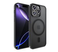 tigratigro Funda magnética para iPhone 16 Pro, compatible con MagSafe, funda traslúcida mate trasera delgada antigolpes protectora Case, protección antigolpes de grado militar, negro