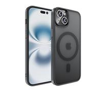 tigratigro Magnetic Case for iPhone 15, Compatible with mag Safe, Translucent Matte Slim Back Shockproof Protective Case, Military Grade Shockproof Protection (Black)