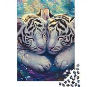 Tigre 1000 Piezas Cartón Resistente Amando Cachorros Blancos Puzzle para Adultos Portátil Actividad Vinculación Familiar Ocio En Casa Desafiante Divertido 52x38cm/1000pcs
