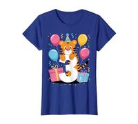 Tigre 3er cumpleaños niño niña 3 años tercero Tres Tigre Camiseta, Mujer, Azul Real, XXL