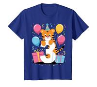 Tigre 3er cumpleaños niño niña 3 años tercero Tres Tigre Camiseta, Niños, Azul Real, 6 años