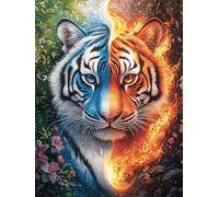 Tigre à moitié Dans le feu et à moitié Dans la Glace Puzzle 300 Piezas Papel Adultos Mitos Animal Planta Desconectar Estrés Alivio Ansiedad Garantía Reposición Piezas 30