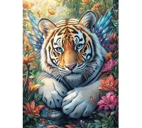 Tigre acostado Puzzles 300 Piezas 3D Maquetas Educativas Animal fantástico de Animales Salvajes Desafío Intelectual para Familia DIY Creativo Construir Juguete Educativo 300 PCS