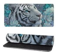 Tigre Alfombrilla Escritorio XXL 1400 x 600 x 3mm Alfombrilla Raton Blanco Gaming Mouse Pad Bordes Cosidos Base de Goma Antideslizante, Mejora la Precisión y la Velocidad, Decoracion de Mesaks-354