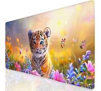 Tigre Alfombrilla Ratón XXL 600x400x3mm Mouse Pad Grande Gaming Lindo Alfombrilla Escritorio, Precisión y Velocidad en Juegos, Antideslizante Mousepad para Ratón y Teclado, Jugadores, Regalo YG-258