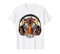 Tigre Animal Print Gráfico Música Auricular Arte Camiseta