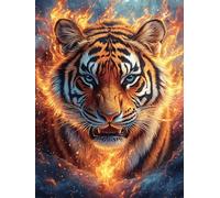 Tigre ardiente con brillo mágico Puzzles 300 Piezas DIY Creativo Paisaje de cuento de hadas en caricatura Rompecabezas Familiar Para Toda La Familia Juguete Educativo Aliviar Estrés Decorativo 300 PCS