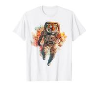 Tigre Astronauta Arte Abstracto Amante Animal Gráfico Tigre Camiseta