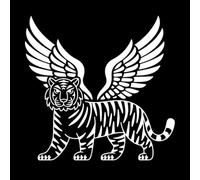 Tigre atrevido y llamativo con alas Pegatinas de tallado fino 67.2x69.6cm Fácil instalación Blanco