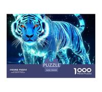 Tigre Azul Puzzle de 1000 Piezas Juego de Puzzle 1000 Piezas Material Papel Efecto Brillo Nocturno Puzzle para Adultos Relajación Decoración Regalo Familiar 70x50cm/1000pcs