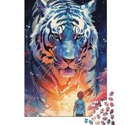 Tigre Azul Puzzle para Adultos Puzzle de 1000 Piezas Papel Arte Fantástico Escena Irreal Puzzle para Toda la Familia Decoración Regalo Relajación Atención 70x50cm/1000pcs