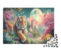 Tigre bajo una Luna Llena Vida Silvestre Rompecabezas Puzzle 1000 Piezas - Regalo, Juego Familiar, Decoración del Hogar, Adultos 52x38cm/1000pcs