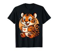 Tigre Bebiendo Café Gráfico Tigre Kawaii Anime Camiseta