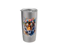 Tigre Birthday Girl Cute Zoo - Traje de fiesta temática safari 6-12 Vaso térmico de acero inoxidable de doble pared