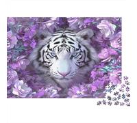 Tigre Blanc Cadeau Unique Décoration Intérieure Art Floral fantastique Jeu Éducatif Challenge Toy Adultes & Enfants Des 14 ANS 38x26cm/1000pcs