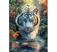 Tigre Blanc Dans le Jardin de Cascade Rompecabezas 1000 Piezas Cartón para Parejas Mitos Animal Planta Actividad Hacer En Grupo Ejercicio Mental para Reyes Magos Detalle Cumpleaños 1000 PCS