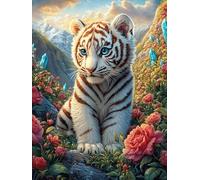 Tigre Blanc Dans le Jardin de Roses Puzzle 300 Piezas Cartón Resistente para Coleccionistas Mitos fantásticos Entretenimiento Toda La Familia Mejora Memoria Pack Completo para Navidad 300 PCS