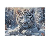 Tigre Blanc Puzzle 300 Piezas Educativo 3D Bêtes enchantées lumineuses Juego De Rompecabezas para Familia Entretenimiento Creativo Construir Maquetas 300 PCS