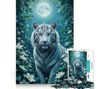 Tigre Blanco a la luz de la Luna Rompecabezas de 1000 Piezas Juguete Creativo para desarrollar la Habilidad Sistema de Cierre Seguro sin Piezas Sueltas Actividad para Fortalecer los Lazos Familiares
