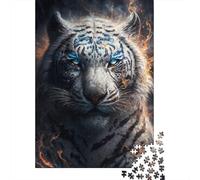 Tigre Blanco Arte Fantástico Puzzle de 1000 Piezas Papel Puzzle para Adultos Animal Majestuoso Puzzle para Toda la Familia Relajación Decoración Regalo 70x50cm/1000pcs