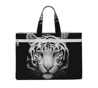 Tigre blanco de pupila azul,Bolsa de lona para documentos con cremallera, bolso de mano, maletín para la escuela y la oficina.