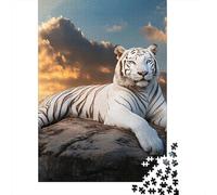 Tigre Blanco descansa Paquete Animal Salvaje Retrato Rompecabezas Cartón Reciclado 1000 Piezas, Entrenamiento Cerebral, Decoración Pared, Descanso Oficina 38x26cm/1000pcs