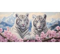 Tigre Blanco Diamond Painting Adultos, 5D Cuadrados Pintura Diamante Montañas Nevadas Square Drill Cuadro Diamantes Kit Completo 60x150cm, DIY Pintar con Diamantes para Decoración de Hogar (SQ626)