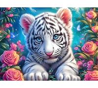 Tigre Blanco Double Tigre Rompecabezas 1000 Piezas Cartón para Expertos Mascota Animal Mejora Memoria Actividad Tiempo Libre Pack Completo Original 1000 PCS/75x50cm