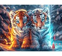 Tigre blanco Double Tigre Rompecabezas 1000 Piezas Cartón Para Toda La Familia animales fantásticos vibrantes Entretenimiento Casero Calmar La Mente Calidad Profesional Detalle De Regalo 1000 PCS/75x5