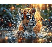 Tigre blanco Double Tigre Rompecabezas 1000 Piezas Cartón Resistente Para Adultos Colorful Fantasy vida silvestre Actividades Grupales Para Relajarse Decoración Pared Regalo Aniversario 1000 PCS/75x50