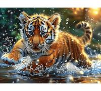 Tigre Blanco Double Tigre Rompecabezas 300 Piezas Cartón Grueso para Adultos Colorful Fantasy Vida Silvestre Desconectar Rutina Ejercicio Mental Relajante Decoración Dormitorio Regalo 300 PCS/40x28cm