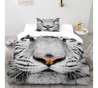 Tigre Blanco Edredón De Plumón tótem Poliéster Chaqueta De Edredón De Microfibra Impresión 3D Juego De Ropa De Cama De 2 Piezas Single（135x200cm）