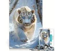 Tigre Blanco en el Bosque Invernal Rompecabezas de 1000 Piezas para Adolescentes Juego de concentración Mental Corte de precisión Bordes Lisos Juego para Rellenar Calcetines navideños (38x52cm)