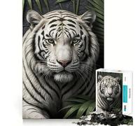 Tigre Blanco Entre exuberante follaje Rompecabezas de 1000 Piezas para Adultos Juguete Que desafía la Mente Corte preciso Alineación Actividad Nocturna Divertida para Toda la Familia