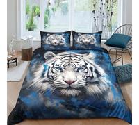 Tigre Blanco Juego De Sábanas Y Fundas Nórdicas Impresas En 3D Microfibra Suave Tema Animales Salvajes Fundas De Almohada Cremallera Adecuado Para Niños Adolescentes Y Adultos 3 Pieza Grande 220x240cm