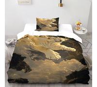 Tigre Blanco Llama Juego De Funda para Edredón 2 Piezas 3D Impresa Animal Theme Wildlife con Cremallera Y Funda De Almohada Single（135x200cm） 100% Microfibra Juego De Cama para
