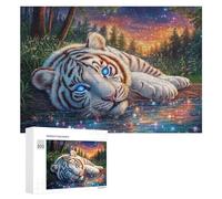 Tigre Blanco por Snowy Forest Stream and Cabin Puzzle 300 Piezas para Adultos Juego De Lógica Estimulación Cerebral Regalo para Todas Las Ocasiones 300 PCS