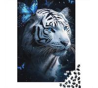 Tigre Blanco Puzzle de 1000 Piezas Papel para Adultos Noche Misteriosa Mariposa Relajación Concentración Familia Regalo Decoración 70x50cm/1000pcs