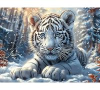 Tigre Blanco Rompecabezas 1000 Piezas Cartón para Toda La Familia Bestias encantadas Luminosas Ocio Tranquilo En Casa Alivio Ansiedad Decoración Artística Detalle Regalo 1000 PCS/75x50cm