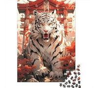 Tigre Blanco Santuario Japonés Puzzle de 1000 Piezas Papel Puzzle para Adultos Decoración Puzzle para Toda la Familia 38x26cm/1000pcs