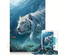 Tigre Blanco Submarino con Peces,Rompecabezas de 1000 Piezas,Juguete Creativo para desarrollar la Creatividad,Piezas encajadas a la perfección,Actividad para Fortalecer los Lazos Familiares (50x75cm)