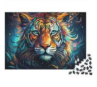 Tigre Bosque Colorido Puzzle de 1000 Piezas Papel para Adultos Diseño Artístico Animal Relajarse Enfocar Familia Decoración Regalo 52x38cm/1000pcs