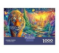 Tigre Caminando hacia un Castillo Brillante Puzzle De 1000 Piezas el Rey del Bosque, Excelente Juego para Adultos Y Niños 70x50cm/1000pcs